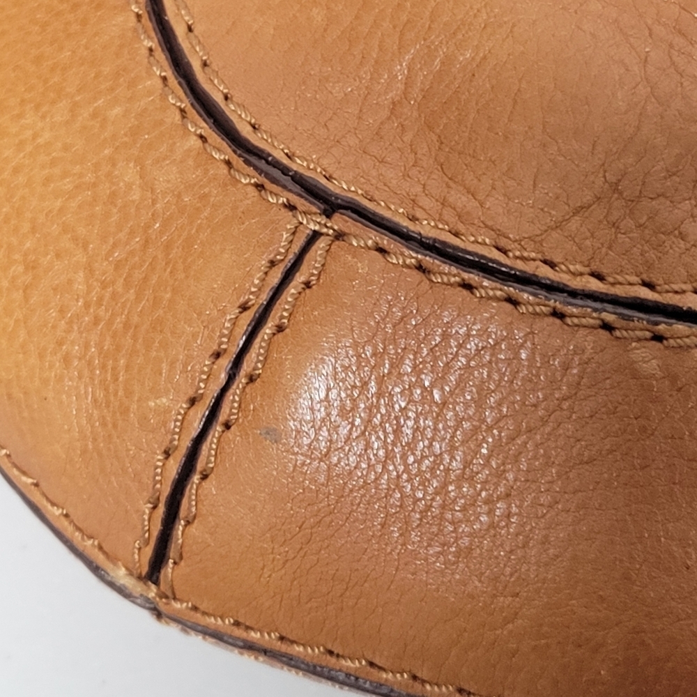 Michael Kors Vintage Studded Small Cognac Leather Saddle Shoulder Bag. - Picture 8 of 16